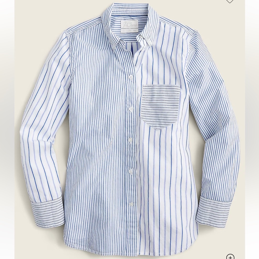 Classic-fit washed cotton poplin shirt in mixed stripe jcrew button down shirt